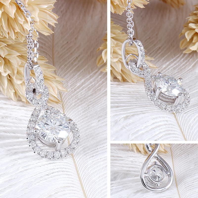 925 Sterling Silver Round Cut CZ Number "8“ Halo Pendant Necklace