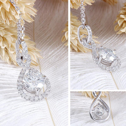 925 Sterling Silver Round Cut CZ Number "8“ Halo Pendant Necklace