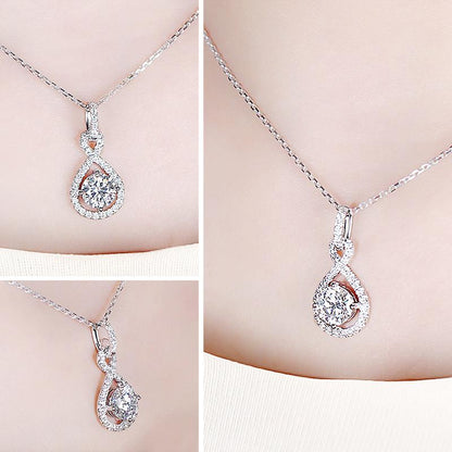 925 Sterling Silver Round Cut CZ Number "8“ Halo Pendant Necklace