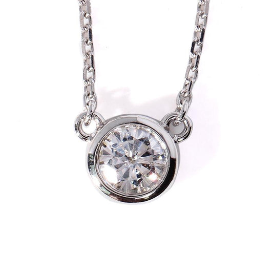 925 Sterling Silver Round Cut CZ Solitaire Necklace