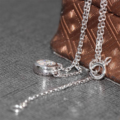 925 Sterling Silver Round Cut CZ Solitaire Necklace