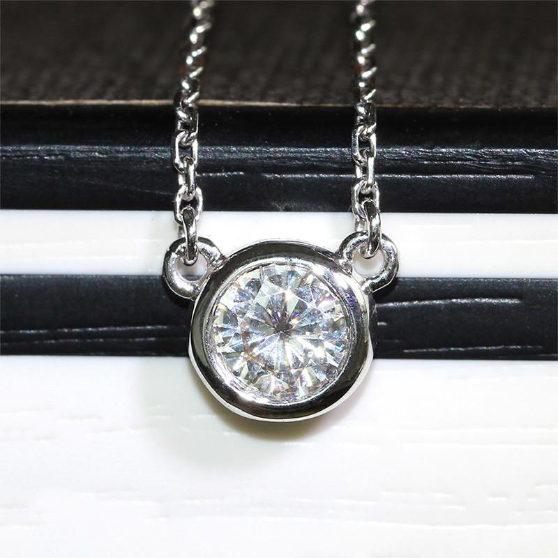 925 Sterling Silver Round Cut CZ Solitaire Necklace