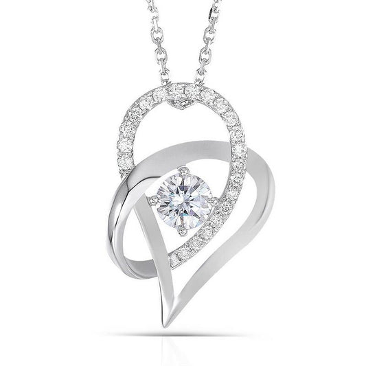 925 Sterling Silver Heart Shaped Pendant Necklace