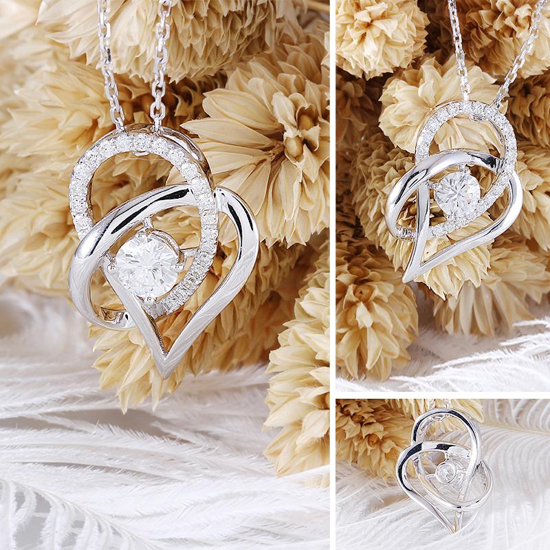 925 Sterling Silver Heart Shaped Pendant Necklace