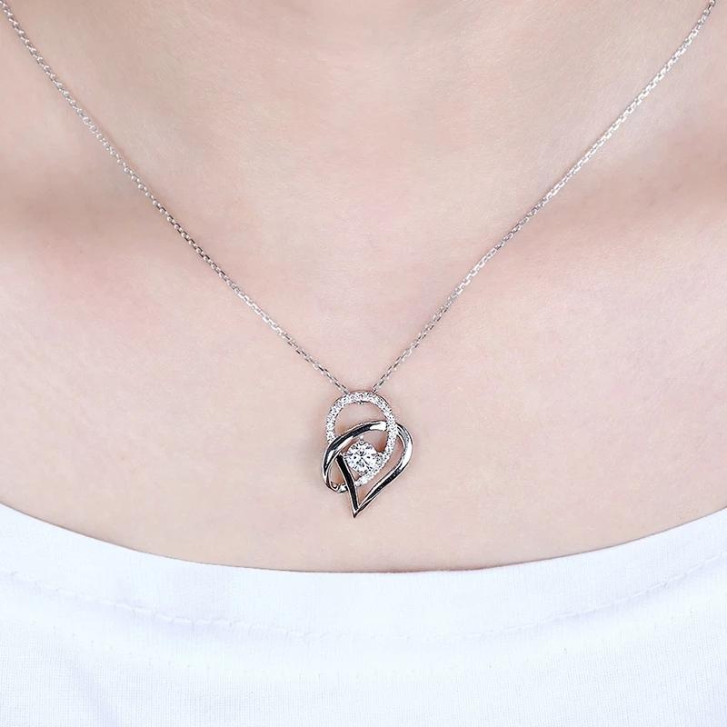 925 Sterling Silver Heart Shaped Pendant Necklace