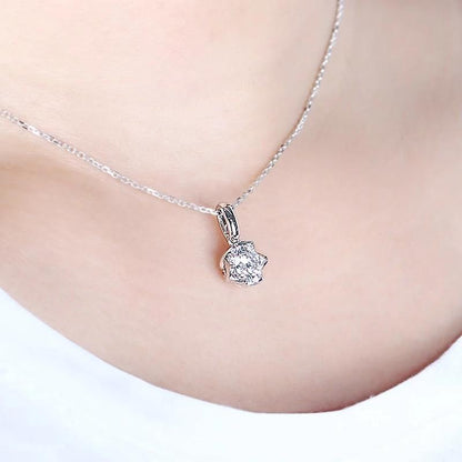 925 Sterling Silver Round Cut CZ Classic Pendant Necklace