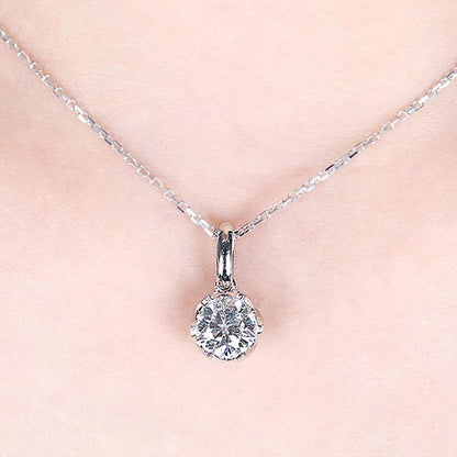 925 Sterling Silver Round Cut CZ Classic Pendant Necklace