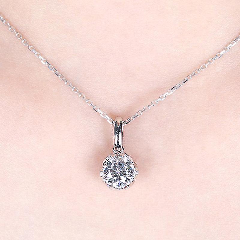 925 Sterling Silver Round Cut CZ Classic Pendant Necklace