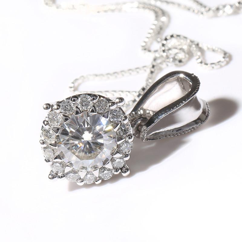 925 Sterling Silver Halo Melon Seed Buckle Pendant Necklace