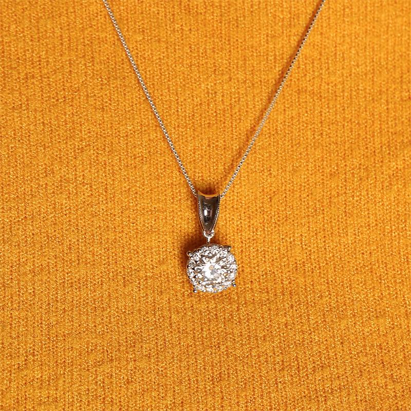 925 Sterling Silver Halo Melon Seed Buckle Pendant Necklace