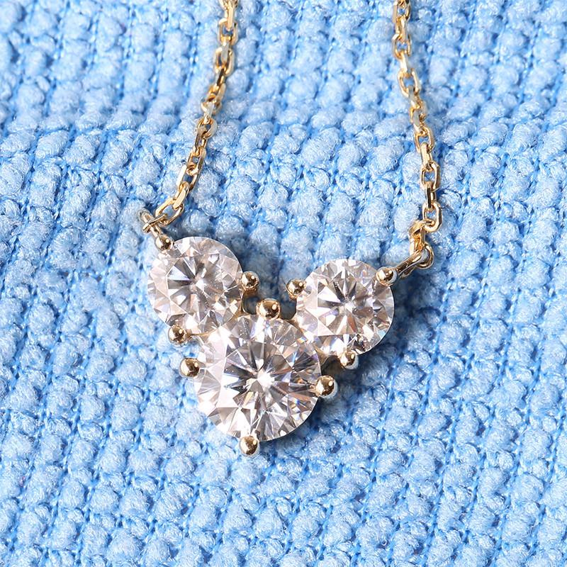 925 Sterling Silver CZ 3 Stone Necklace