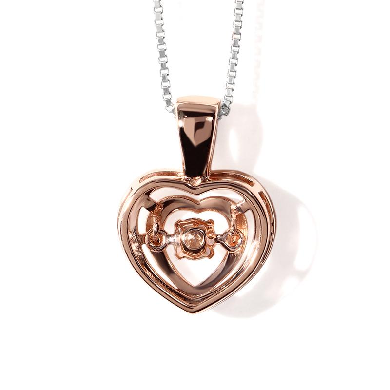 925 Sterling Silver Dancing Heart Shaped Pendant Necklace