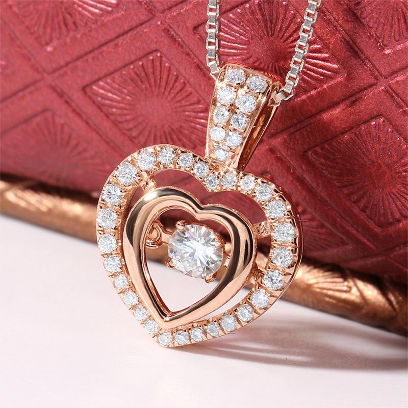 925 Sterling Silver Dancing Heart Shaped Pendant Necklace