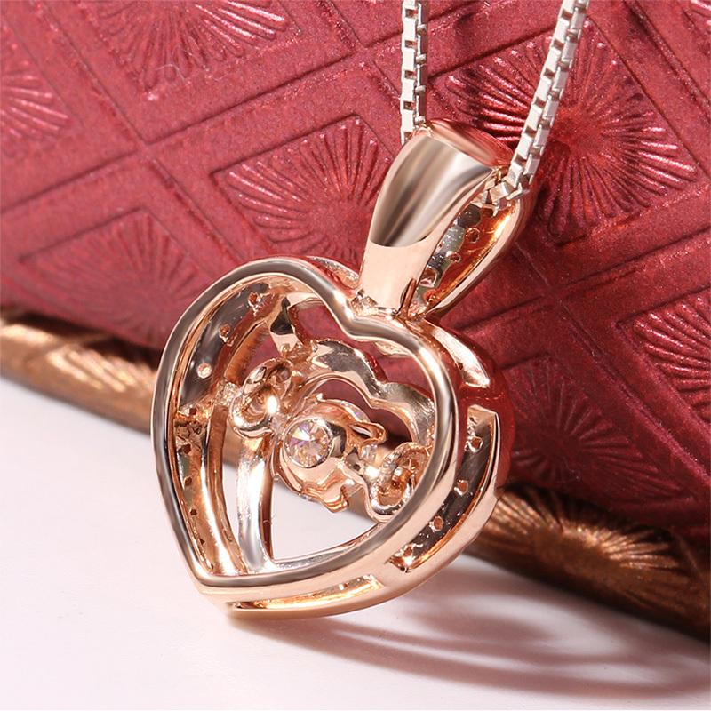 925 Sterling Silver Dancing Heart Shaped Pendant Necklace