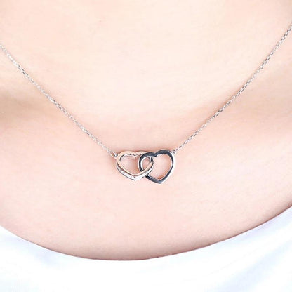 925 Sterling Silver CZ Interlocking Heart Shaped Necklace