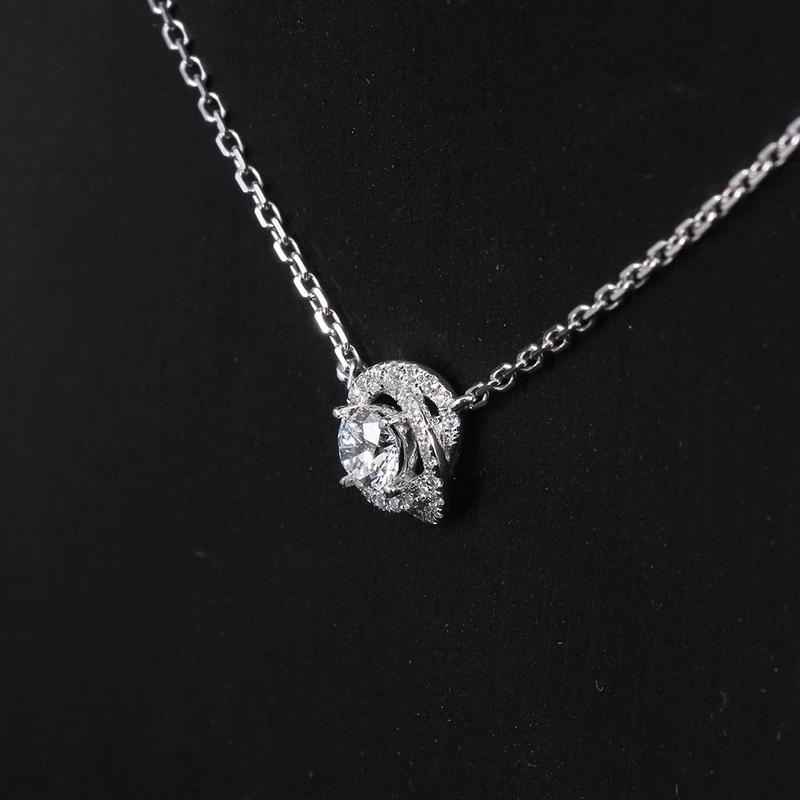 925 Sterling Silver CZ Classic Swirl Shaped Necklace