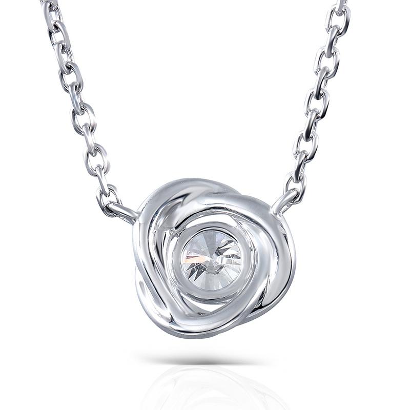 925 Sterling Silver CZ Classic Swirl Shaped Necklace