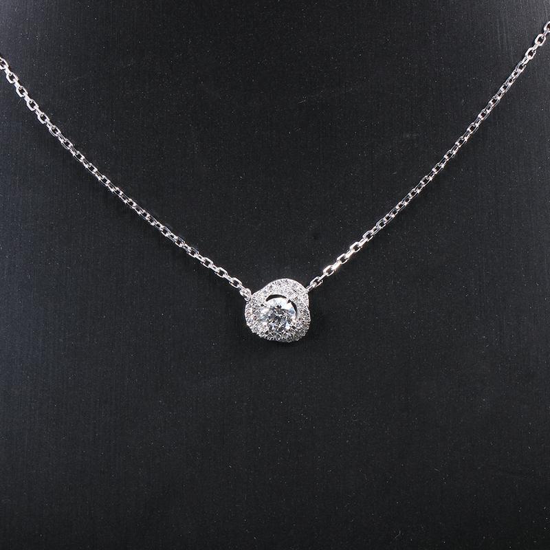 925 Sterling Silver CZ Classic Swirl Shaped Necklace