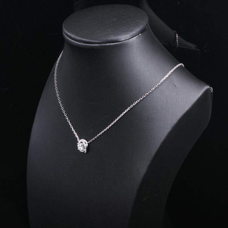 925 Sterling Silver CZ Classic Swirl Shaped Necklace