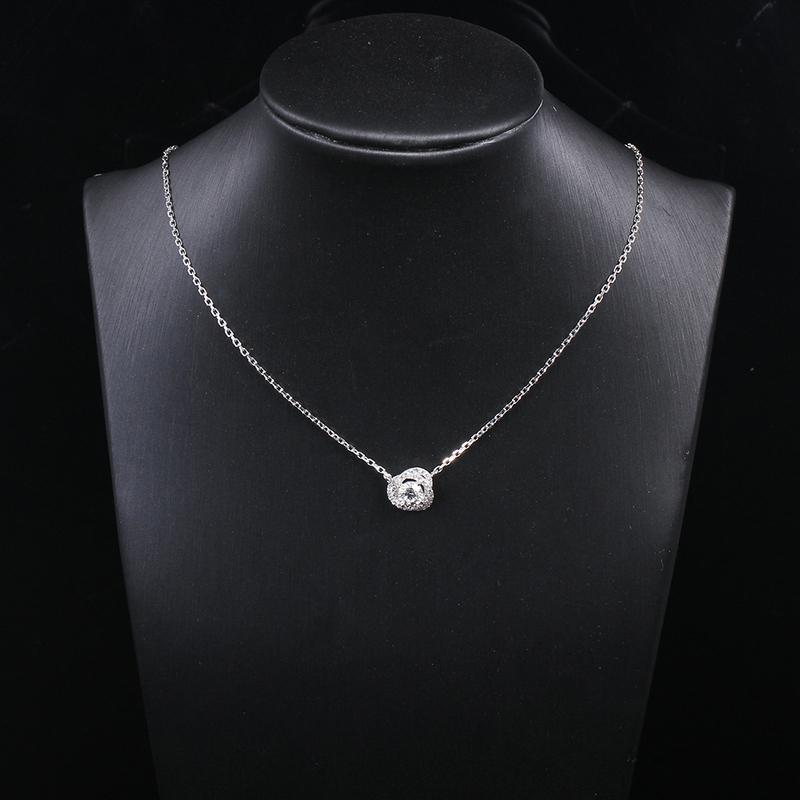 925 Sterling Silver CZ Classic Swirl Shaped Necklace