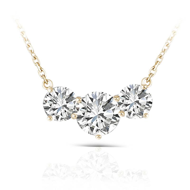 925 Sterling Silver Round Cut CZ 3 Stone Necklace