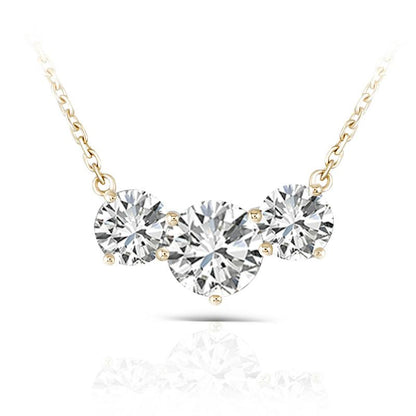 925 Sterling Silver Round Cut CZ 3 Stone Necklace