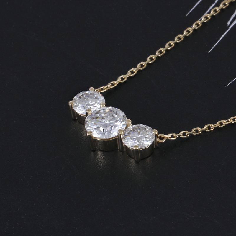 925 Sterling Silver Round Cut CZ 3 Stone Necklace