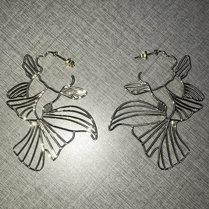 925 Sterling Silver Yellow Gold Unique Goldfish Design Drop Earrings