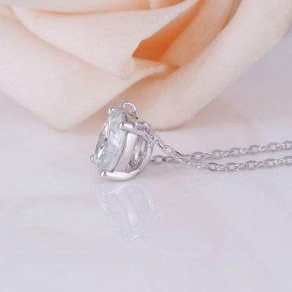 925 Sterling Silver Oval Cut CZ Simple Necklace