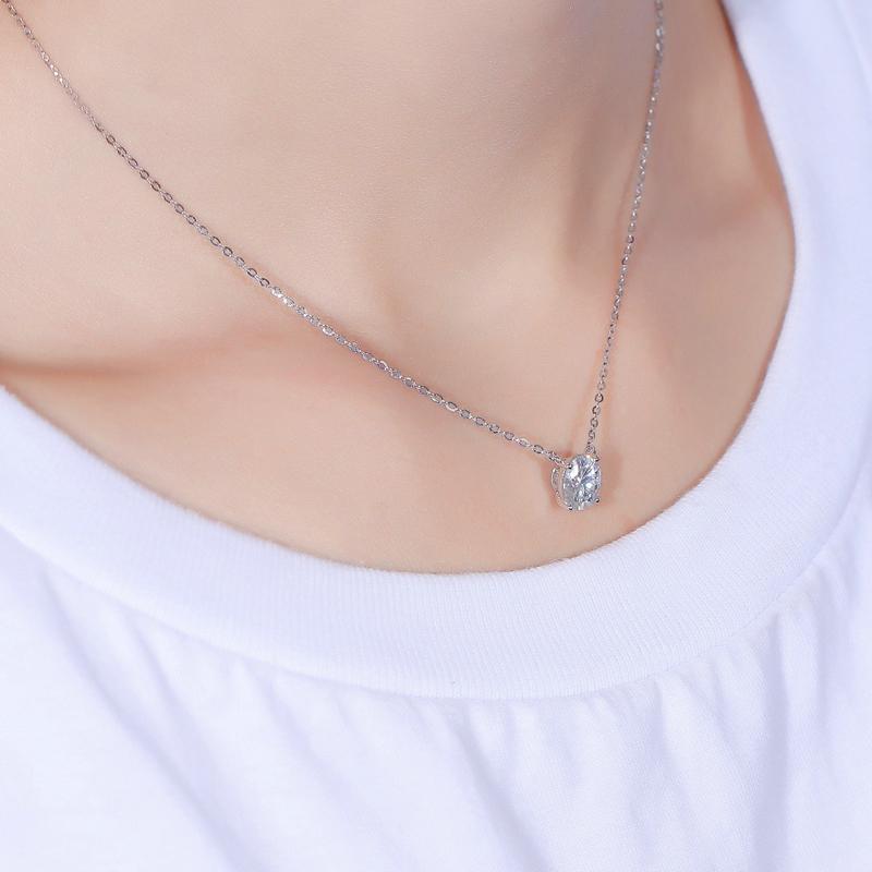 925 Sterling Silver Oval Cut CZ Simple Necklace