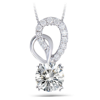 925 Sterling Silver Round Cut CZ Diamond Butterfly Wings Pendant Necklace