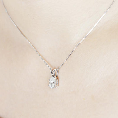 925 Sterling Silver Cushion Cut CZ Solitaire Pendant Necklace