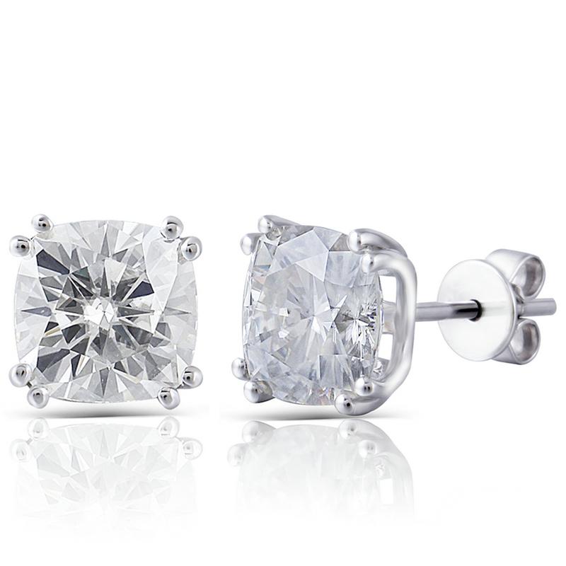 925 Sterling Silver Cushion Cut Cubic Zirconia Classic Stud Earrings