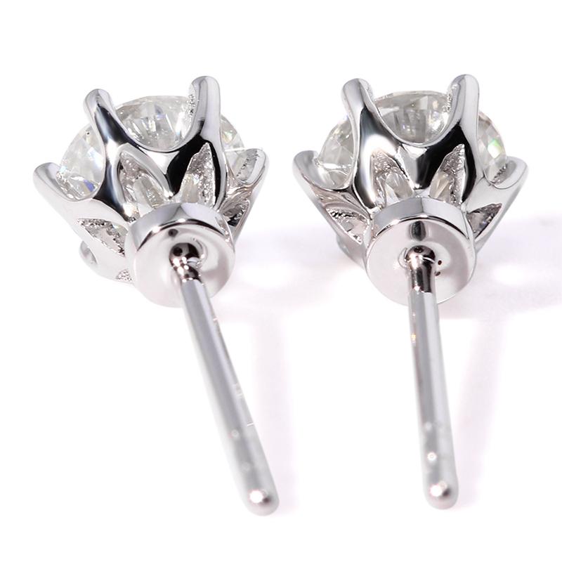 925 Sterling Silver Round Cut Cubic Zirconia Classic Stud Earrings