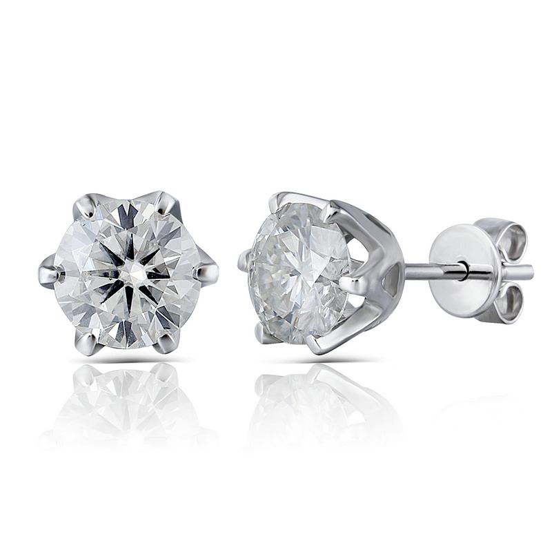 925 Sterling Silver Round Cut Cubic Zirconia Stud Earrings