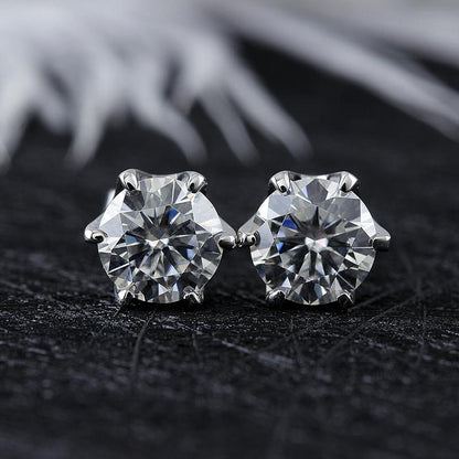 925 Sterling Silver Round Cut Cubic Zirconia Stud Earrings