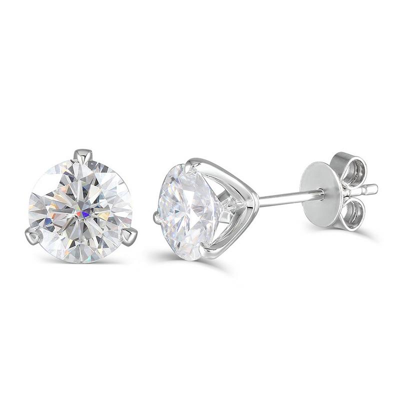 925 Sterling Silver Round Cut Cubic Zirconia Classic Stud Earrings