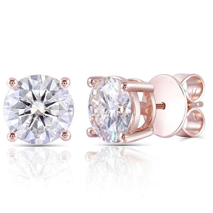 925 Sterling Silver Round Cut Cubic Zirconia Classic Stud Earrings