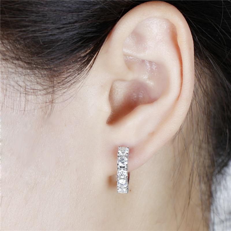 925 Sterling Silver Round Cut Cubic Zirconia Hoop Clip Earrings