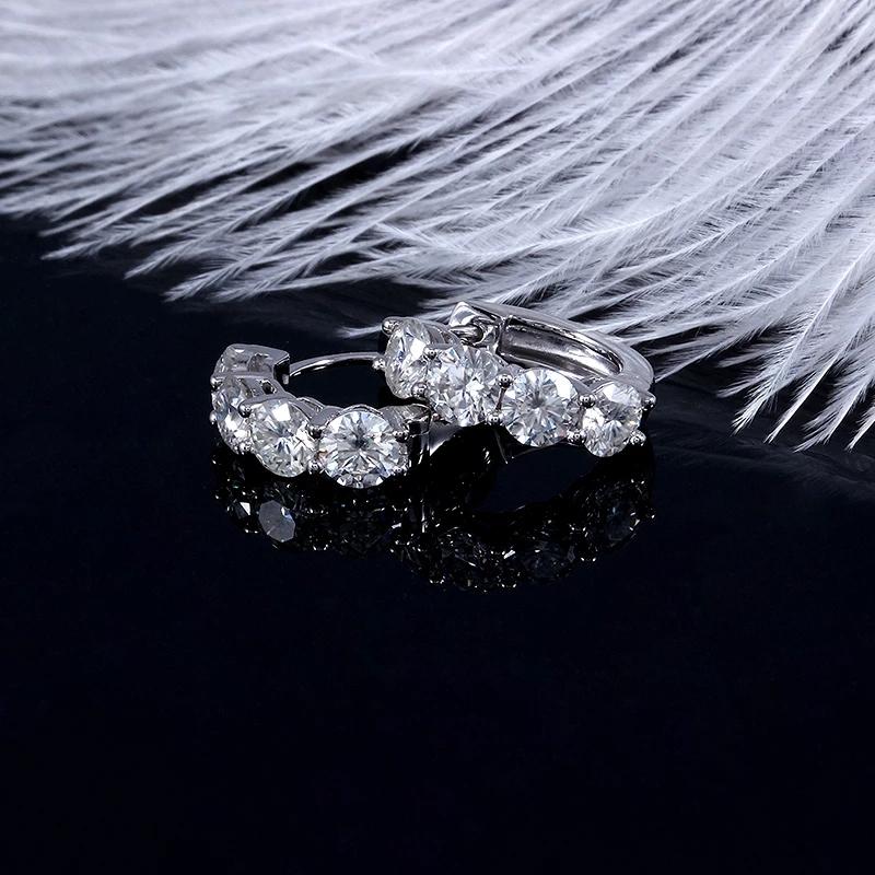 925 Sterling Silver Round Cut Cubic Zirconia Hoop Earrings