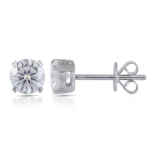 925 Sterling Silver Round Cut Cubic Zirconia Classic Stud Earrings