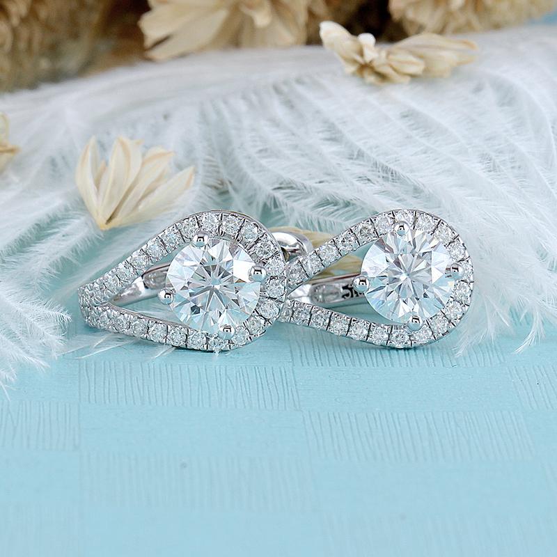 925 Sterling Silver Round Cut D Color Moissanite Diamond Hoop Clip Earrings