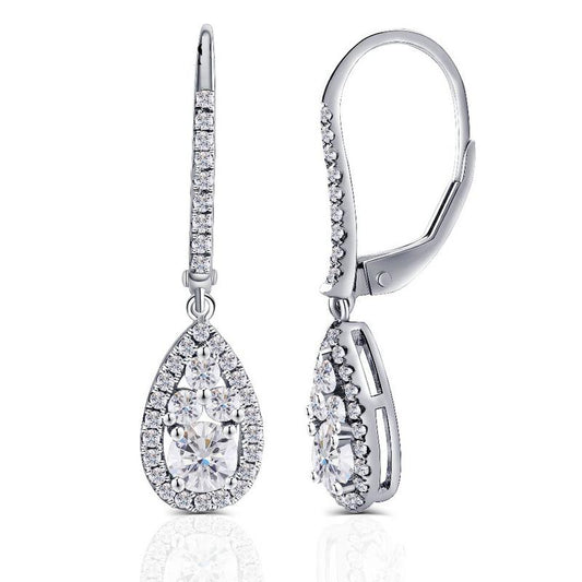 925 Sterling Silver Pear Shaped Cubic Zirconia Drop Earrings