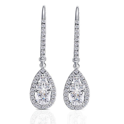 925 Sterling Silver Pear Shaped Cubic Zirconia Drop Earrings