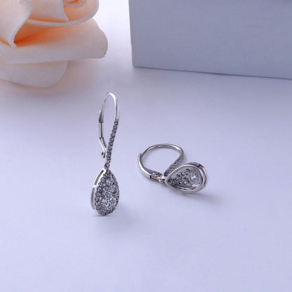 925 Sterling Silver Pear Shaped Cubic Zirconia Drop Earrings