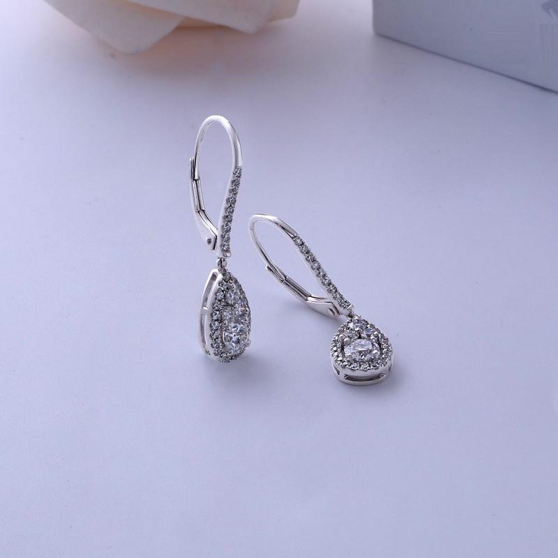 925 Sterling Silver Pear Shaped Cubic Zirconia Drop Earrings