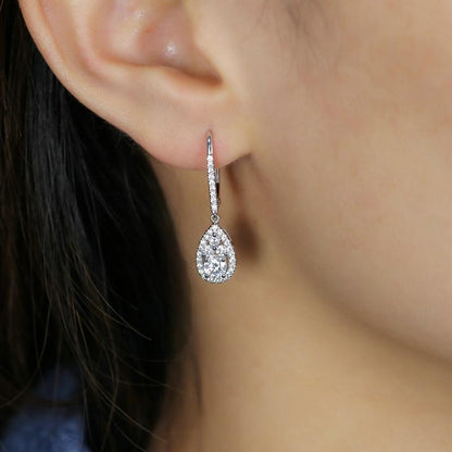 925 Sterling Silver Pear Shaped Cubic Zirconia Drop Earrings