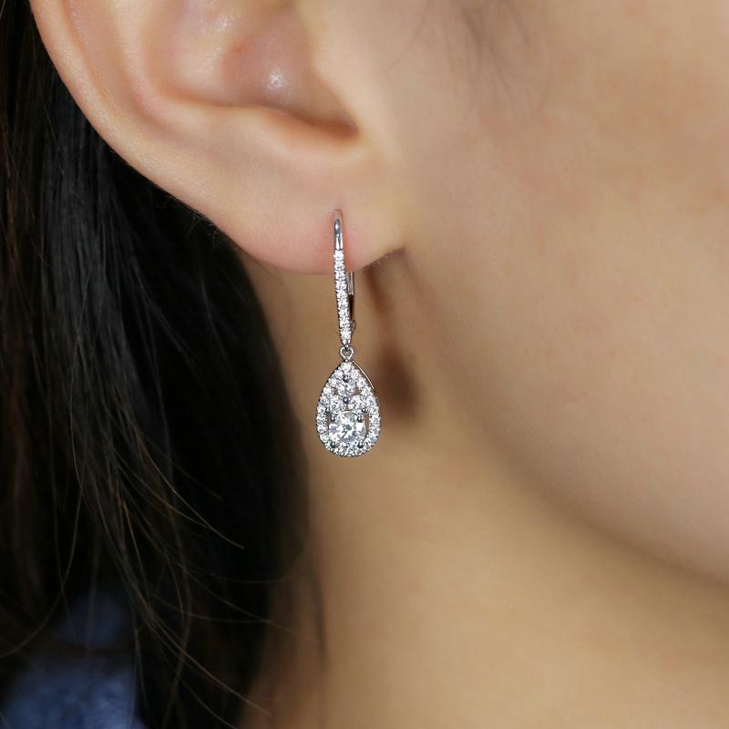 925 Sterling Silver Pear Shaped Cubic Zirconia Drop Earrings