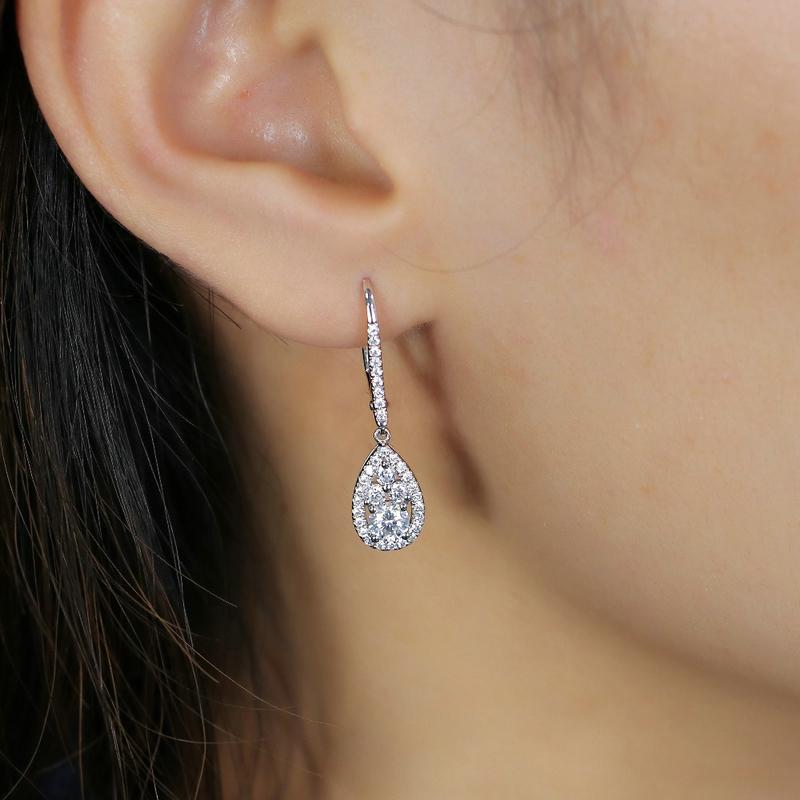 925 Sterling Silver Pear Shaped Cubic Zirconia Drop Earrings