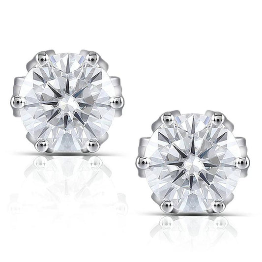 925 Sterling Silver Round Cut Cubic Zirconia Stud Earrings